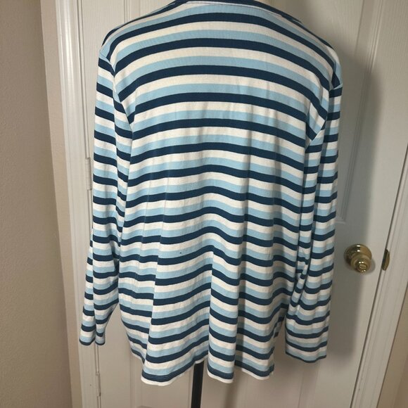 Lands End Cotton T Size 2x Blue/white striped - Picture 2 of 3